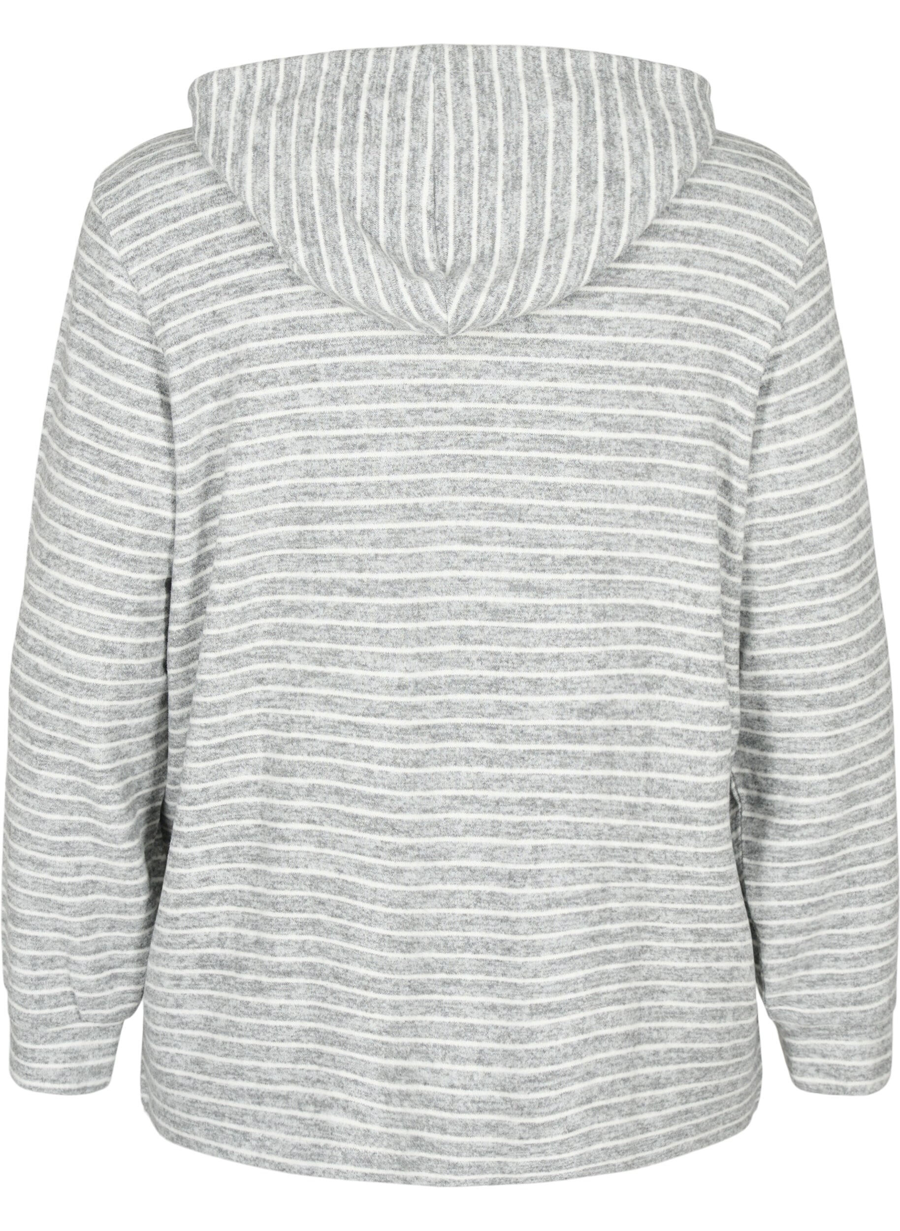 Zizzi Sweat &agrave; capuche ample avec des rayures, DGM Stripe, Packshot image number 1