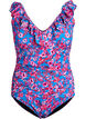 Maillot de bain floral &agrave; volants et coussinets amovibles, Bleu intense, Packshot image number 0